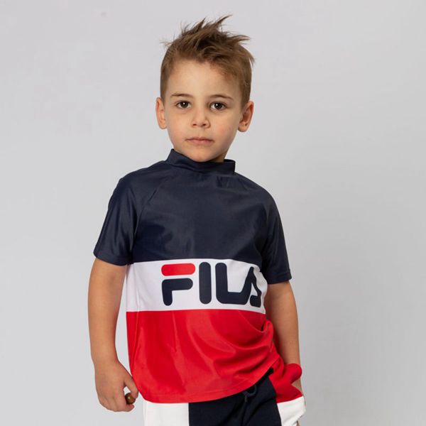 Fila Palm Springs Swim Boy's T-Shirts - Navy/White/Red,NZ 702-63540